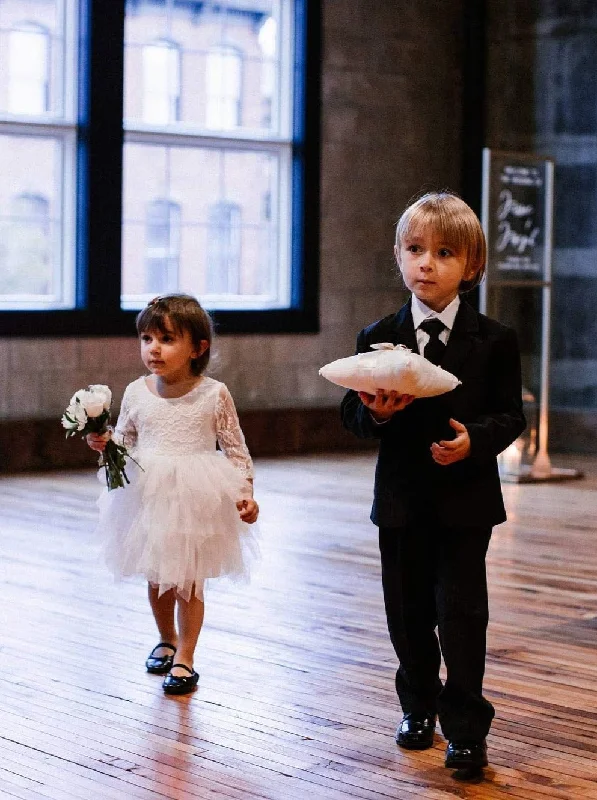 Rose Lace Flower Girl Dress in White