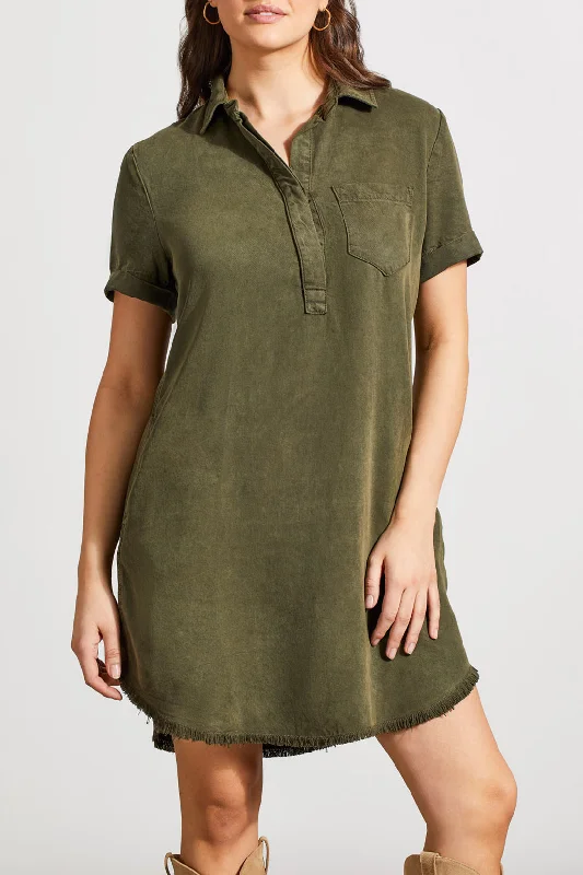 Tribal Pop Over Olive Shirt Dress