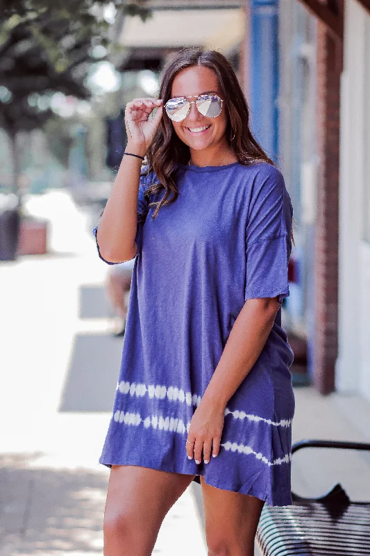 Z Supply Dusty Navy Delta Dip Dye Tshirt Dress